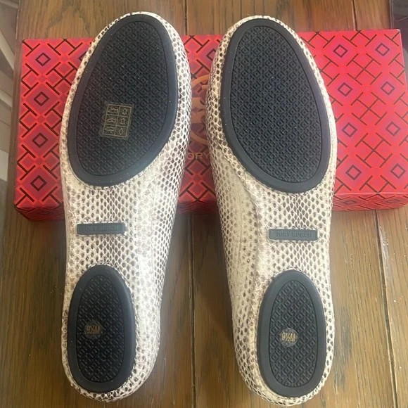 Tory Burch Cream and Black Ballet Flats with Medallion Detail - Picture 6 of 6